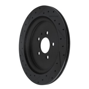 Ford Mustang Brake Rotor (1) - Rear Right - R1 Concepts - Drilled & Slotted - Black - `13-`14